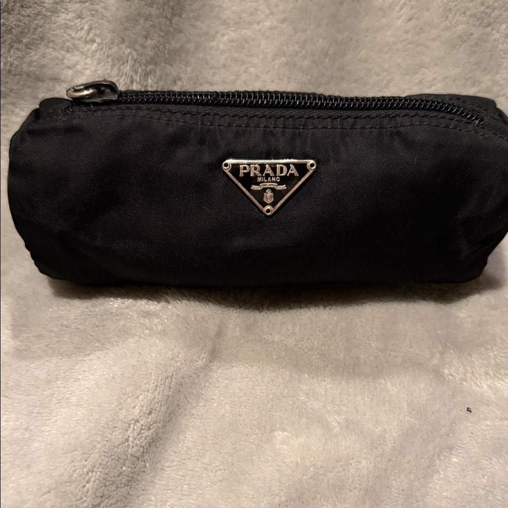 Prada Black Nylon Triangle Logo Toiletry Pouch